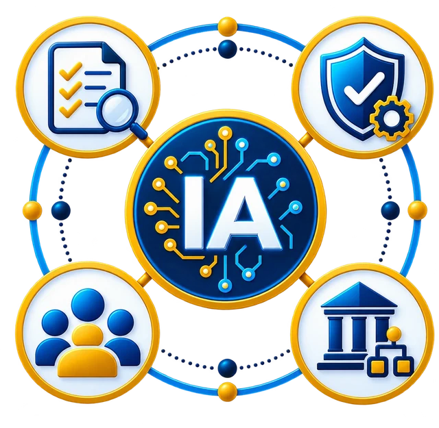 Ecosistema de auditoría y gobernanza de IA: inventario de sistemas, riesgos y controles, impacto humano y social, y gobernanza institucional
